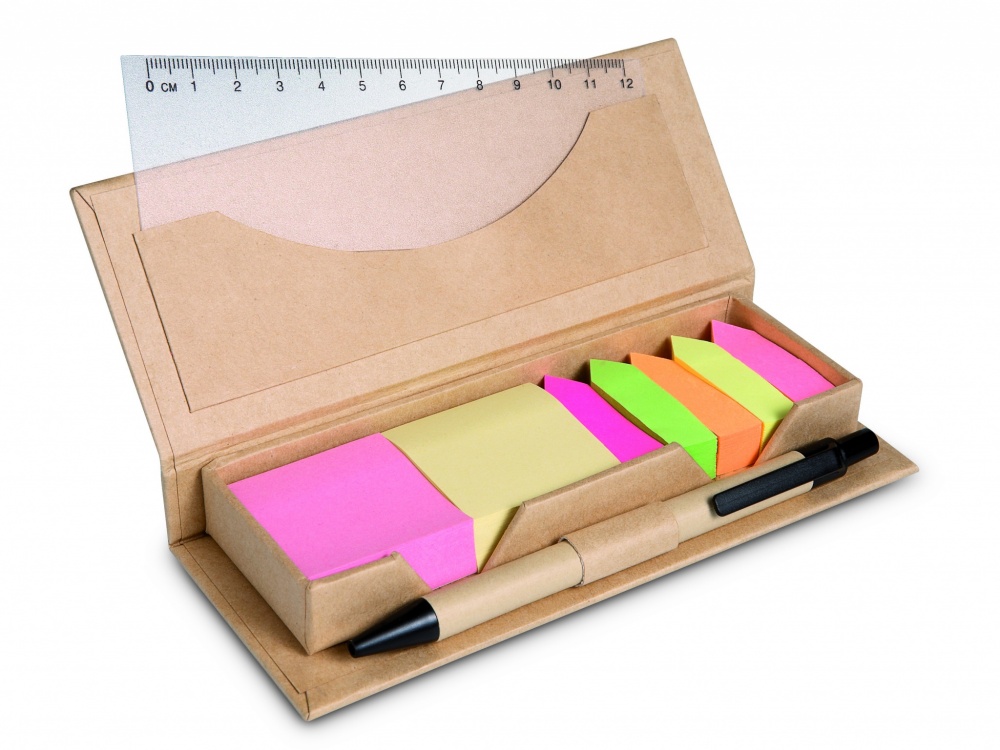 Logo trade promotional giveaways image of: Sticky memo set recycked w/pen