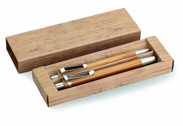 Logo trade business gift photo of: Bamboo pen and pencil set
