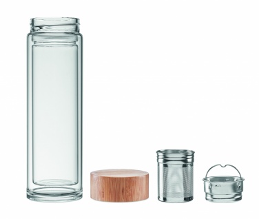 Logo trade promotional gifts image of: Double wall glass bottle 400ml München