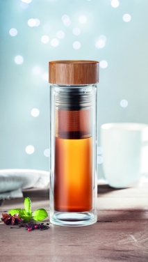 Logotrade corporate gift image of: Double wall glass bottle 400ml München