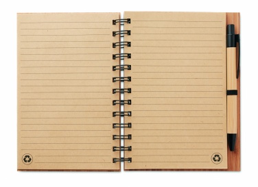 Logo trade promotional product photo of: Bamboo notebook with pen lined BAMBLOC