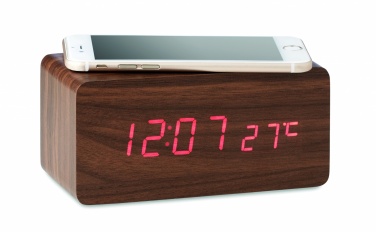 Logo trade promotional gifts picture of: LED clock/5W wireless charger