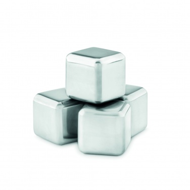 Logo trade business gifts image of: Set of 4 SS ice cubes in pouch