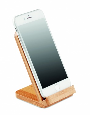Logo trade promotional merchandise photo of: Bamboo wireless charge stand 5W WIRESTAND