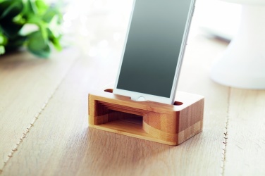 Logo trade promotional products picture of: Bamboo phone stand-amplifier CARACOL