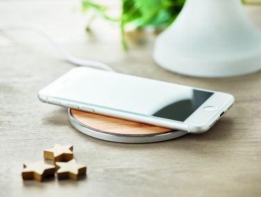 Logo trade promotional gifts image of: Bamboo wireless charger 10W DESPAD
