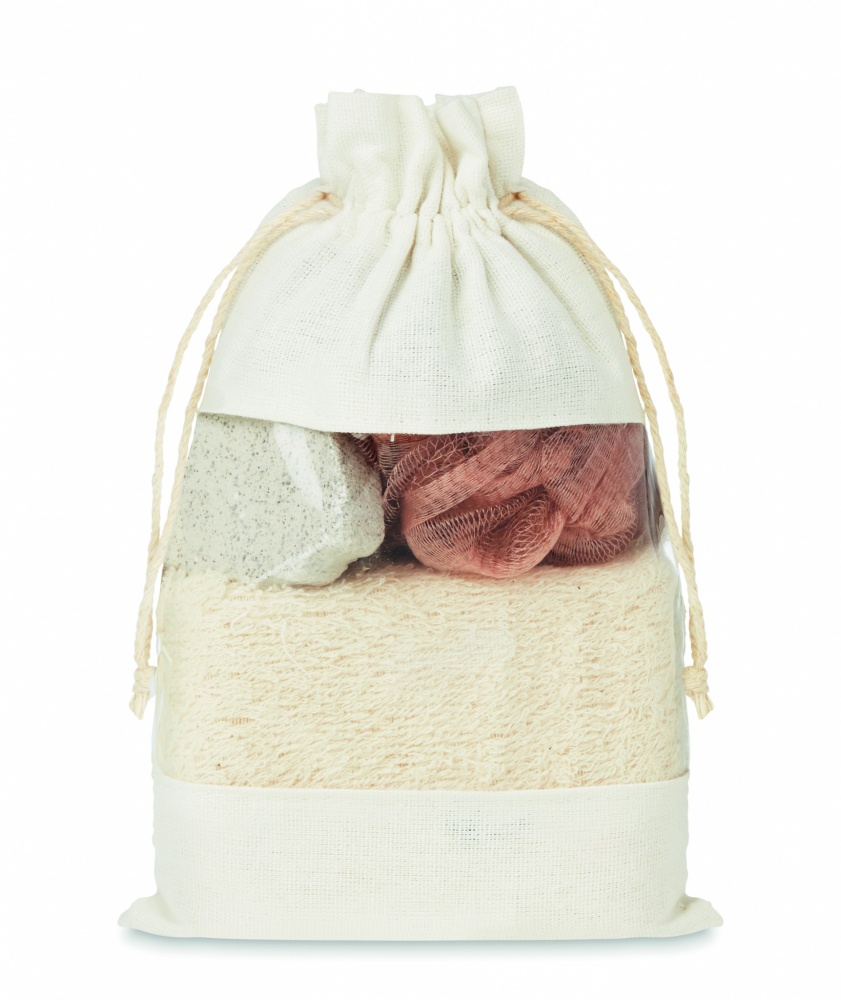 Logo trade promotional item photo of: Bath set in cotton pouch
