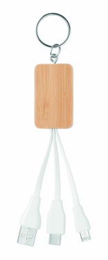 Logo trade promotional giveaways picture of: Bamboo 3-in-1 cable