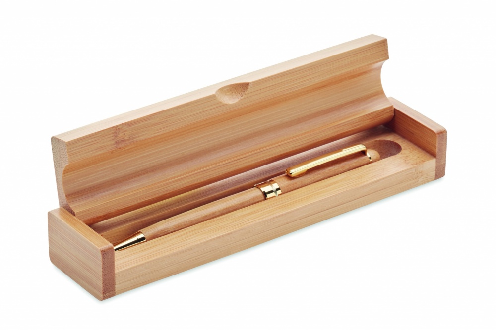 Logotrade advertising products photo of: Bamboo twist-action ballpoint pen in a box