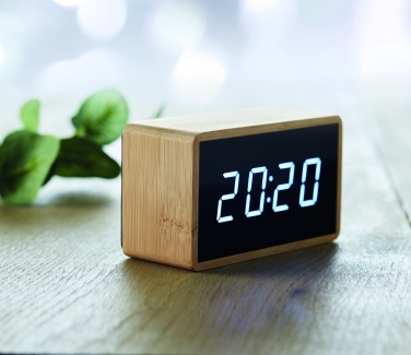 Logotrade promotional gift image of: LED alarm clock bamboo casing Düsseldorf