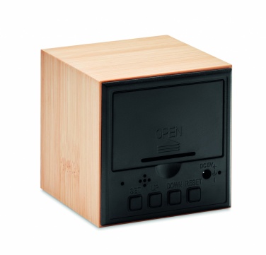 Logotrade promotional giveaway picture of: LED alarm clock bamboo casing Dortmund