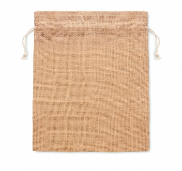Logo trade promotional giveaways picture of: Small jute gift bag 14 x 22 cm