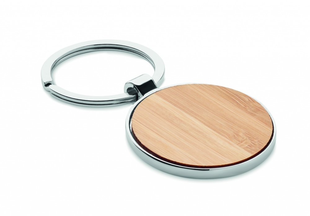 Logotrade corporate gift image of: Round key ring metal bamboo Dobele