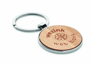 Logo trade promotional item photo of: Round key ring metal bamboo Dobele