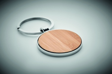 Logo trade advertising products picture of: Round key ring metal bamboo Dobele