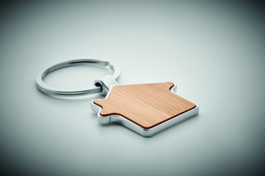 Logo trade promotional gift photo of: House key ring metal bamboo NORDIC