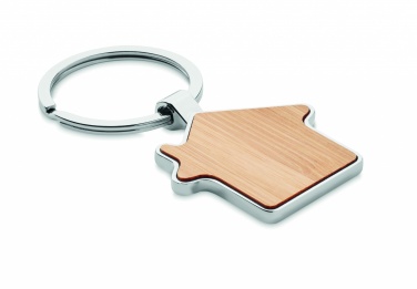 Logo trade promotional item photo of: House key ring metal bamboo NORDIC
