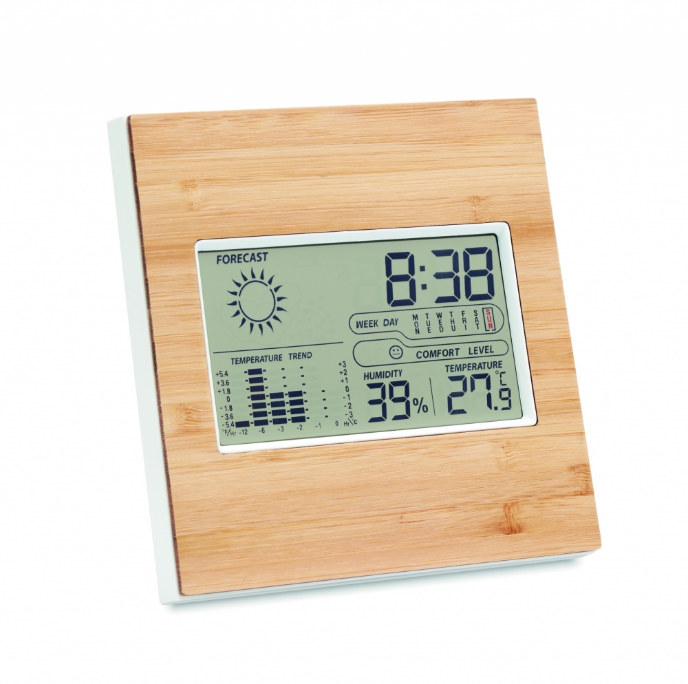 Logotrade corporate gifts photo of: Weather station bamboo front TURKU