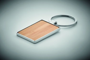 Logo trade promotional product photo of: Rectangular key ring bamboo WEST
