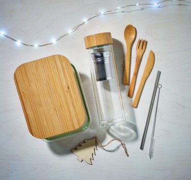 Logo trade corporate gifts image of: Glass lunchbox with bamboo lid