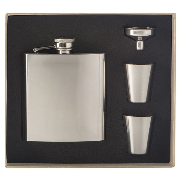 Logo trade promotional item photo of: Hip flask with 2 shot glasses SANDVIKEN 170 ml