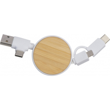 Logo trade promotional gifts picture of: Bamboo charging cable GRONINGEN