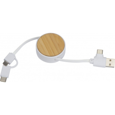 Logo trade promotional gifts picture of: Bamboo charging cable GRONINGEN