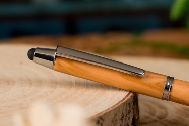 Logo trade promotional merchandise picture of: Wooden ballpen with touch function ERFURT