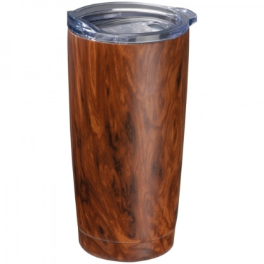 Logotrade advertising product image of: Stainless steel mug with wooden look COSTA RICA 550 ml