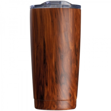 Logo trade advertising products image of: Stainless steel mug with wooden look COSTA RICA 550 ml
