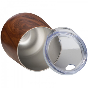 Logo trade promotional gift photo of: Stainless steel mug with wooden look BRIGHTON 380 ml