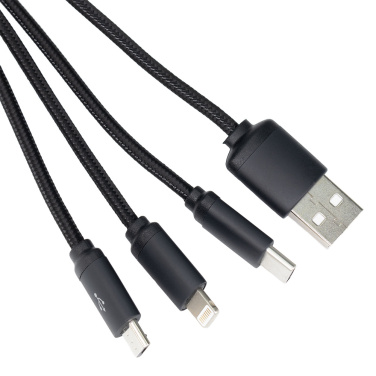 Logo trade promotional gifts image of: 3in1 long cable with elighted logo for engraving, W201TG