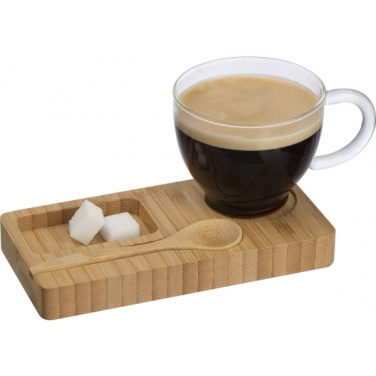 Logo trade promotional merchandise picture of: Tray with cup and spoon FORMOSA 150 ml