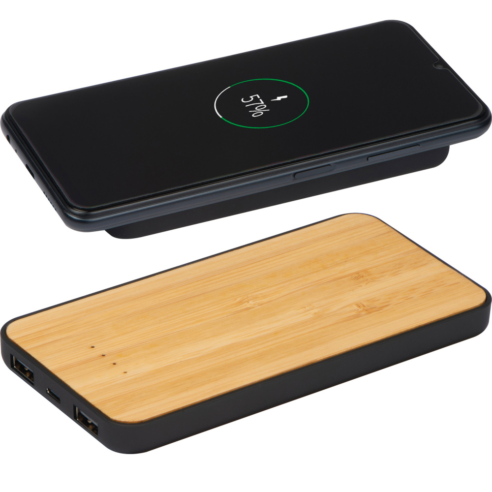 Logo trade promotional merchandise image of: Wireless charger and powerbank 8000 mAh MILAN