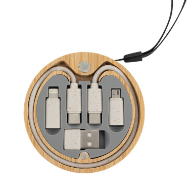 Logotrade promotional product image of: 4in1 cable in wooden case, LH-ZM01