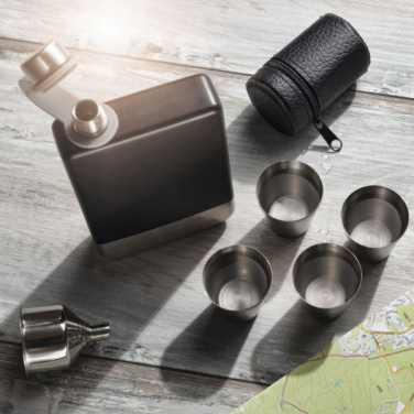 Logotrade advertising product image of: Hip flask set TAHAT Schwarzwolf