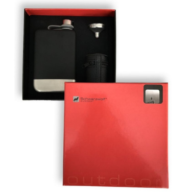Logotrade advertising product picture of: Hip flask set TAHAT Schwarzwolf