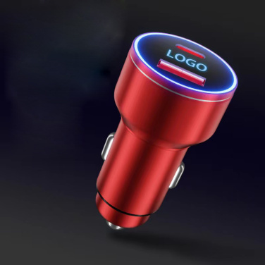 Logo trade business gifts image of: Car charger with enlighted logo for engraving