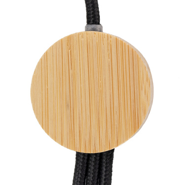 Logo trade promotional items image of: 3-in-1 cable with elighted logo in a wooden casing, LH-ZMU06