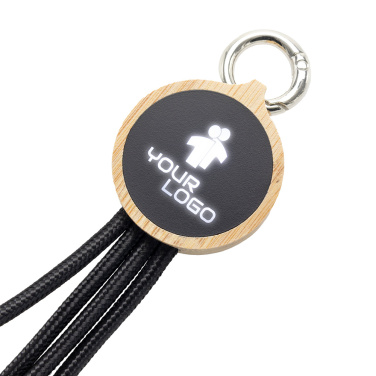Logotrade promotional giveaway image of: 4-in-1 cable with elighted logo in a wooden casing, LH-ZMU05