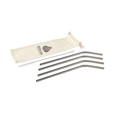Logo trade promotional product photo of: ECO RVS 4 pieces ECO Straw Set stainless-steel straws