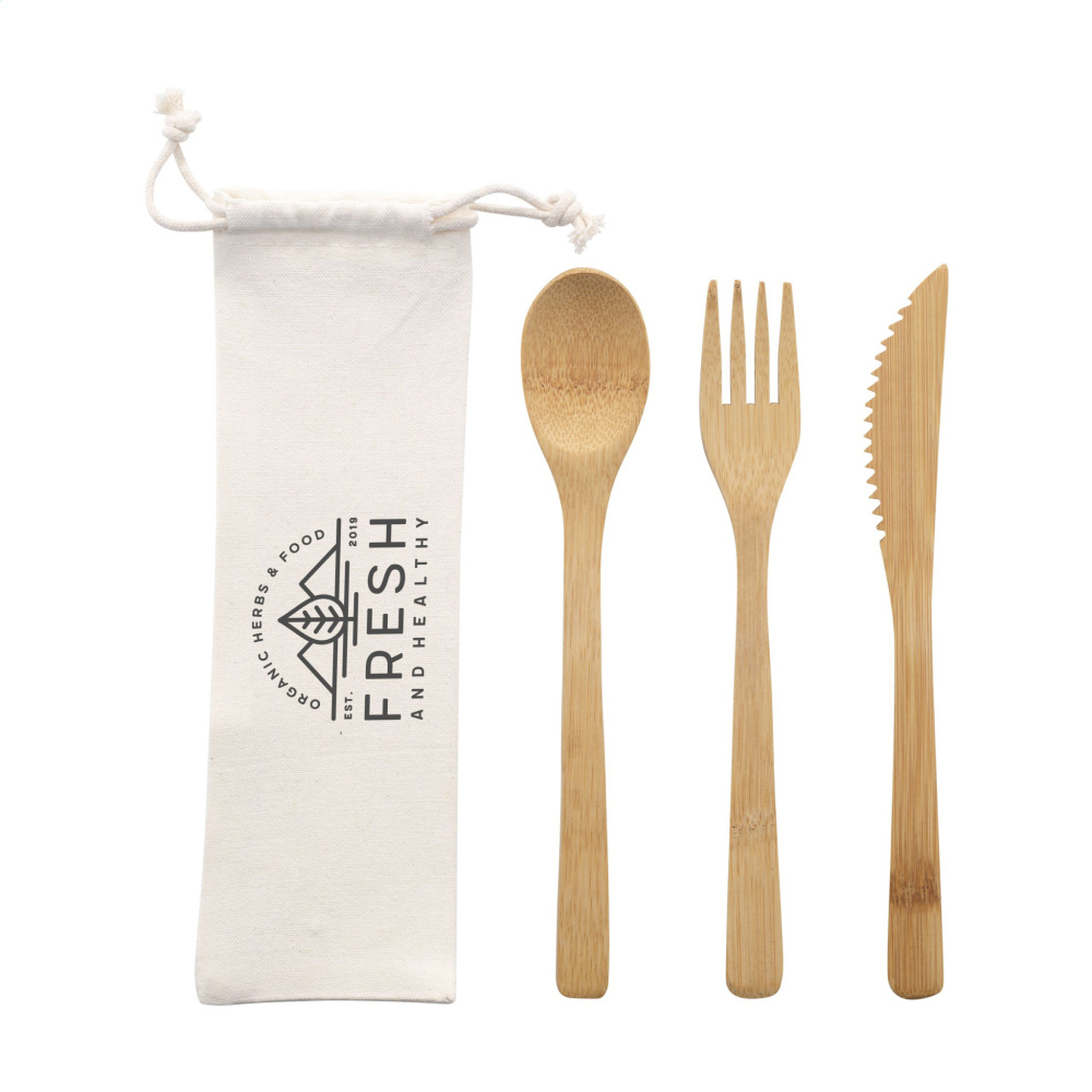 Logo trade promotional merchandise image of: Bambu Cutlery Set
