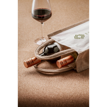 Logo trade promotional giveaways picture of: Jute Canvas Double Wine Bag