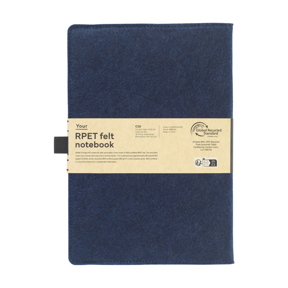 Logotrade promotional giveaway picture of: Felty GRS RPET Paper Notebook A5