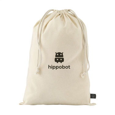 Logo trade promotional merchandise image of: Gift Pouch Natural GRS Recycled Cotton (150 g/m²) L