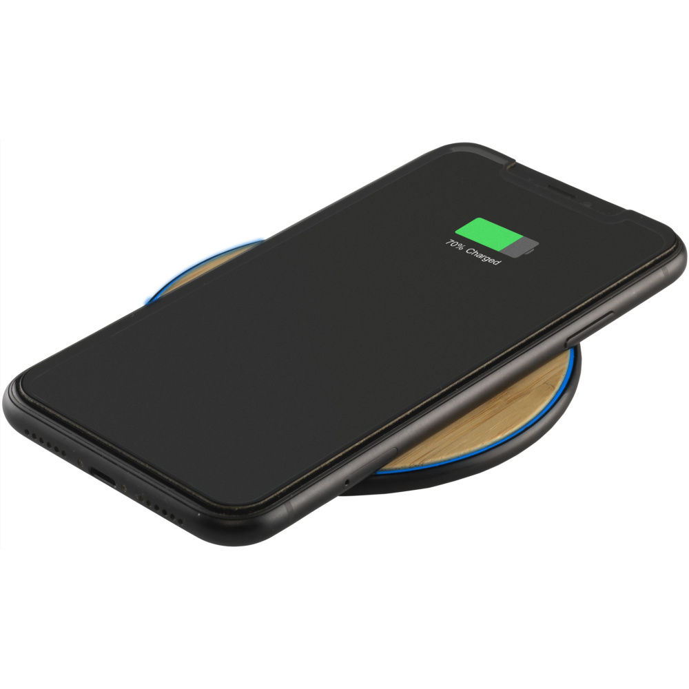 Logo trade promotional merchandise picture of: Bamboo 10W Wireless Charger wireless fast charger