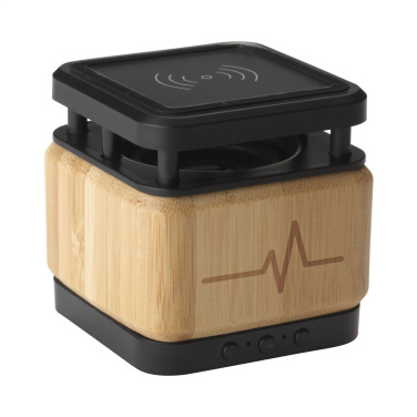 Logotrade corporate gift picture of: Bamboo Block Speaker with wireless charger