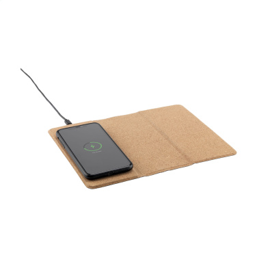 Logo trade promotional merchandise picture of: Cork Wireless Charging Mousepad
