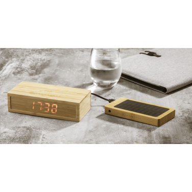 Logotrade promotional giveaway picture of: Bamboo Alarm Clock with Wireless Charger
