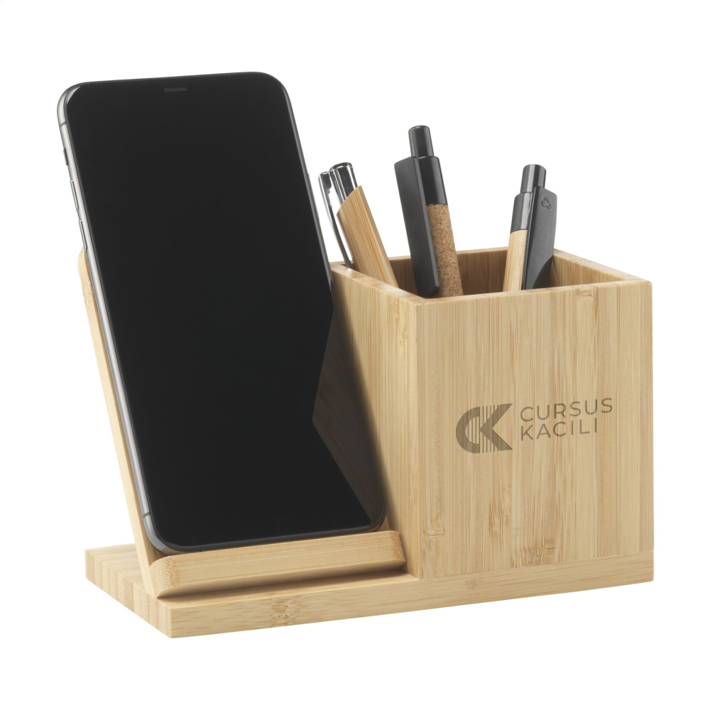 Logotrade promotional item picture of: Bamboo Boss 15W charger/pen holder